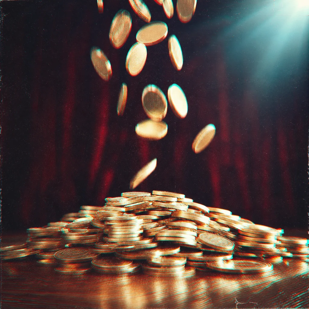 Cascading payouts from real money slots